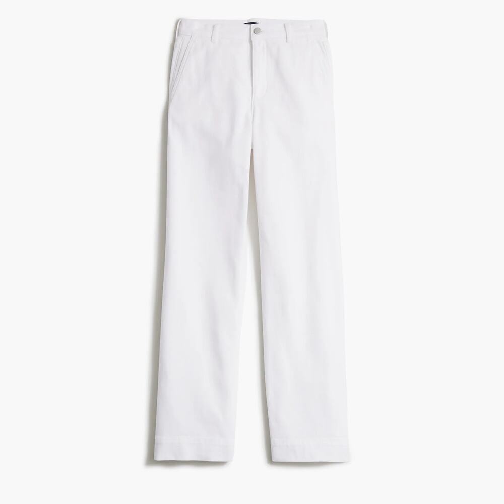 NWOT J.Crew Factory White Drapey Wide-Leg Denim Trouser Pant White Size 35